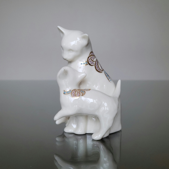 SOLD - Lenox China Jewels Collection Mother Cat/Kitten Motherly Love Figure 1995 - Picture 2 of 7